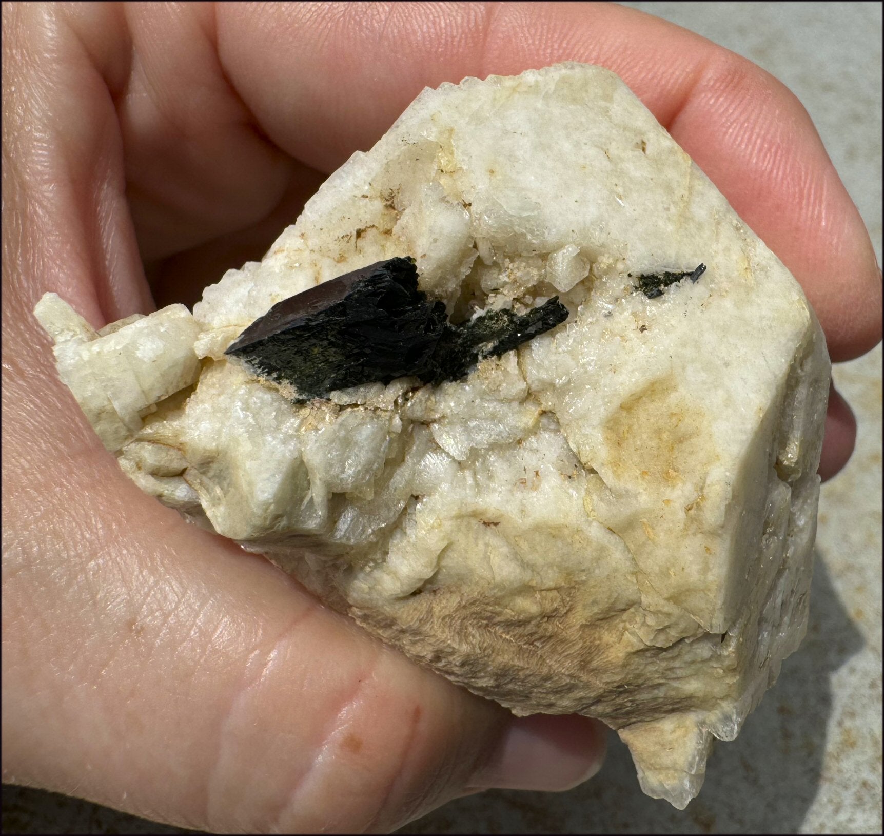 Aegirine Crystal Specimen on Microline Matrix - Grounding, Root Chakra