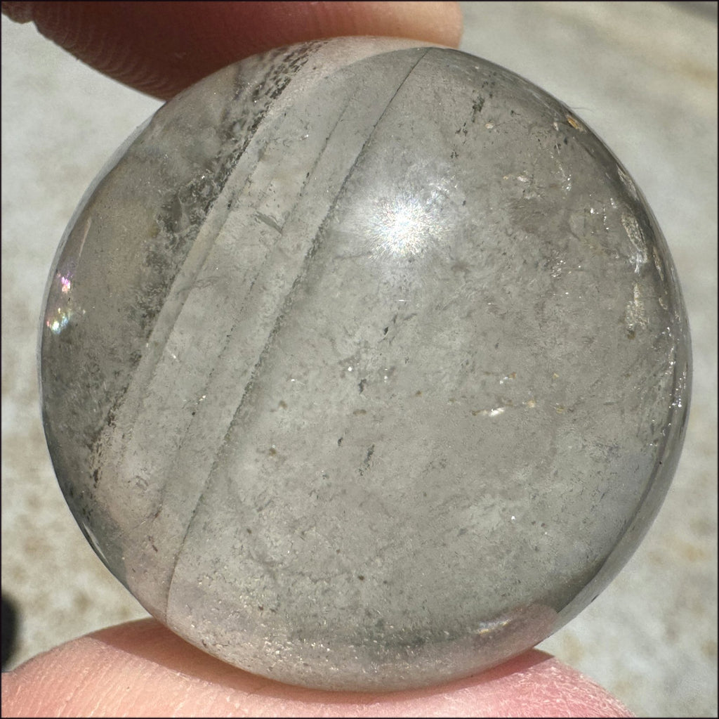 Sm. PHANTOM QUARTZ Crystal Ball / Sphere with Lovely Green Chlorite inclusions