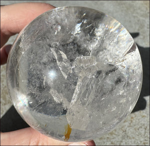 Brazilian Lemurian Quartz Crystal BALL with Hematite, Rainbows - with Synergy 20+ years