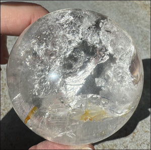 Brazilian Lemurian Quartz Crystal BALL with Hematite, Rainbows - with Synergy 20+ years