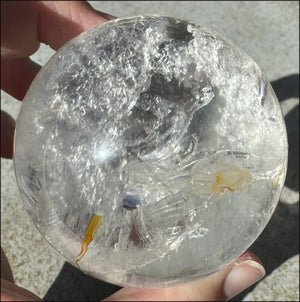 Brazilian Lemurian Quartz Crystal BALL with Hematite, Rainbows - with Synergy 20+ years