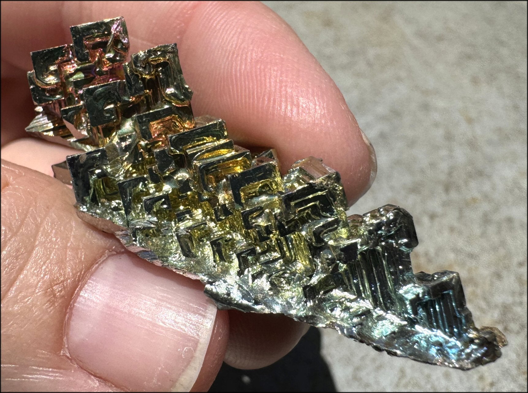 Lg. BISMUTH Crystal Specimen with Fabulous Geometric Patterns - Promote calm