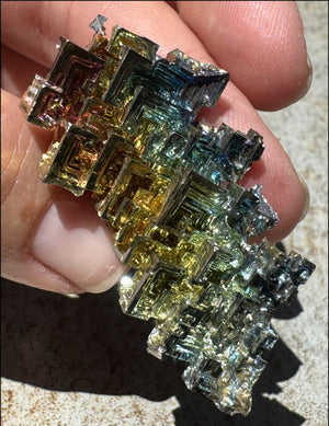 Lg. BISMUTH Crystal Specimen with Fabulous Geometric Patterns - Promote calm