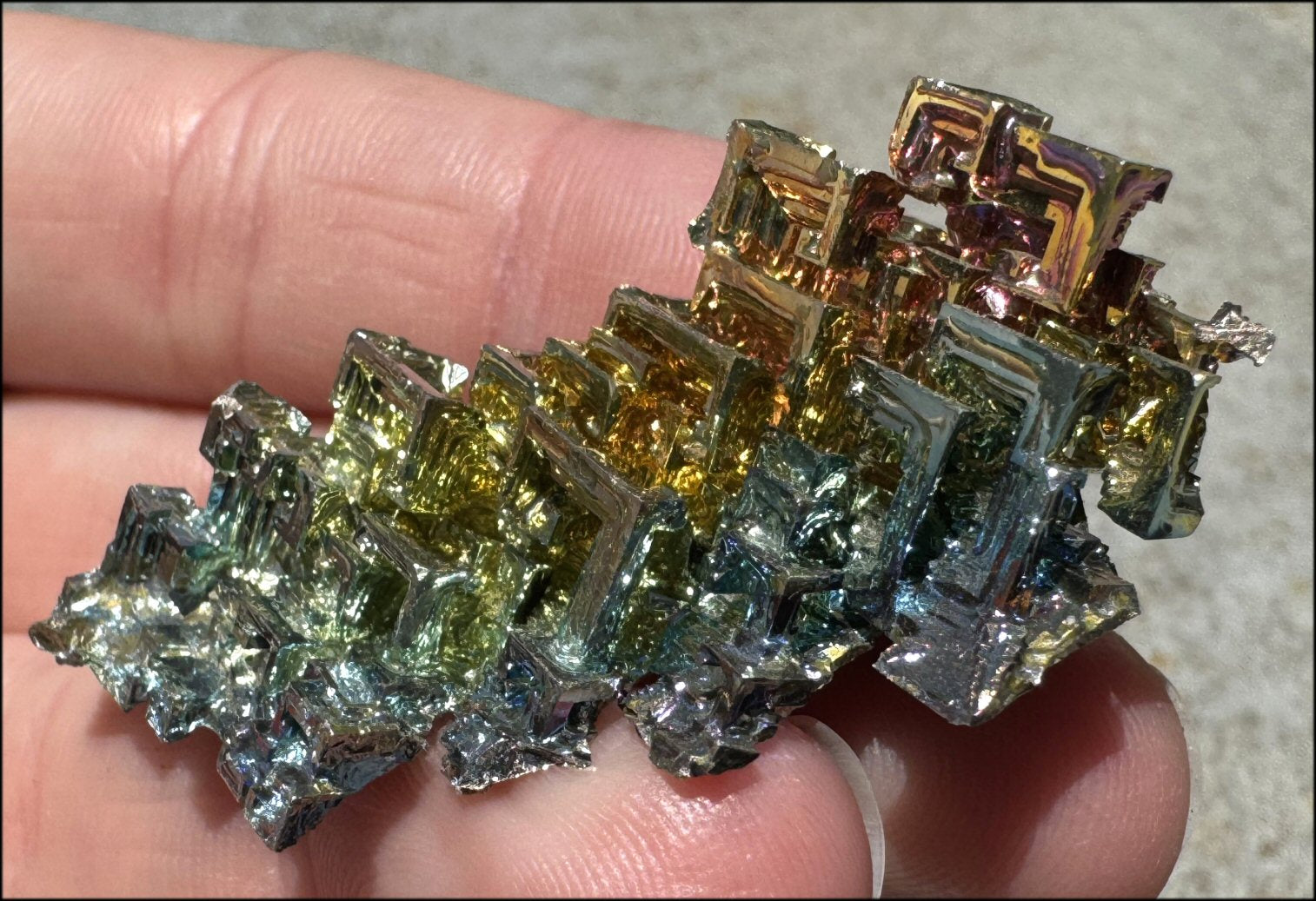 Lg. BISMUTH Crystal Specimen with Fabulous Geometric Patterns - Promote calm