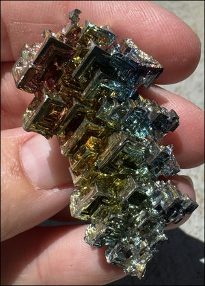 Lg. BISMUTH Crystal Specimen with Fabulous Geometric Patterns - Promote calm