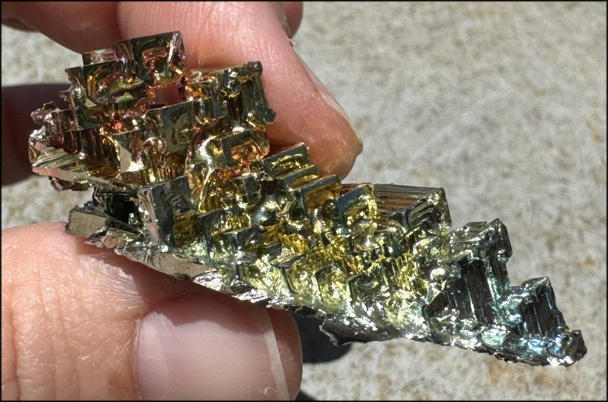 Lg. BISMUTH Crystal Specimen with Fabulous Geometric Patterns - Promote calm