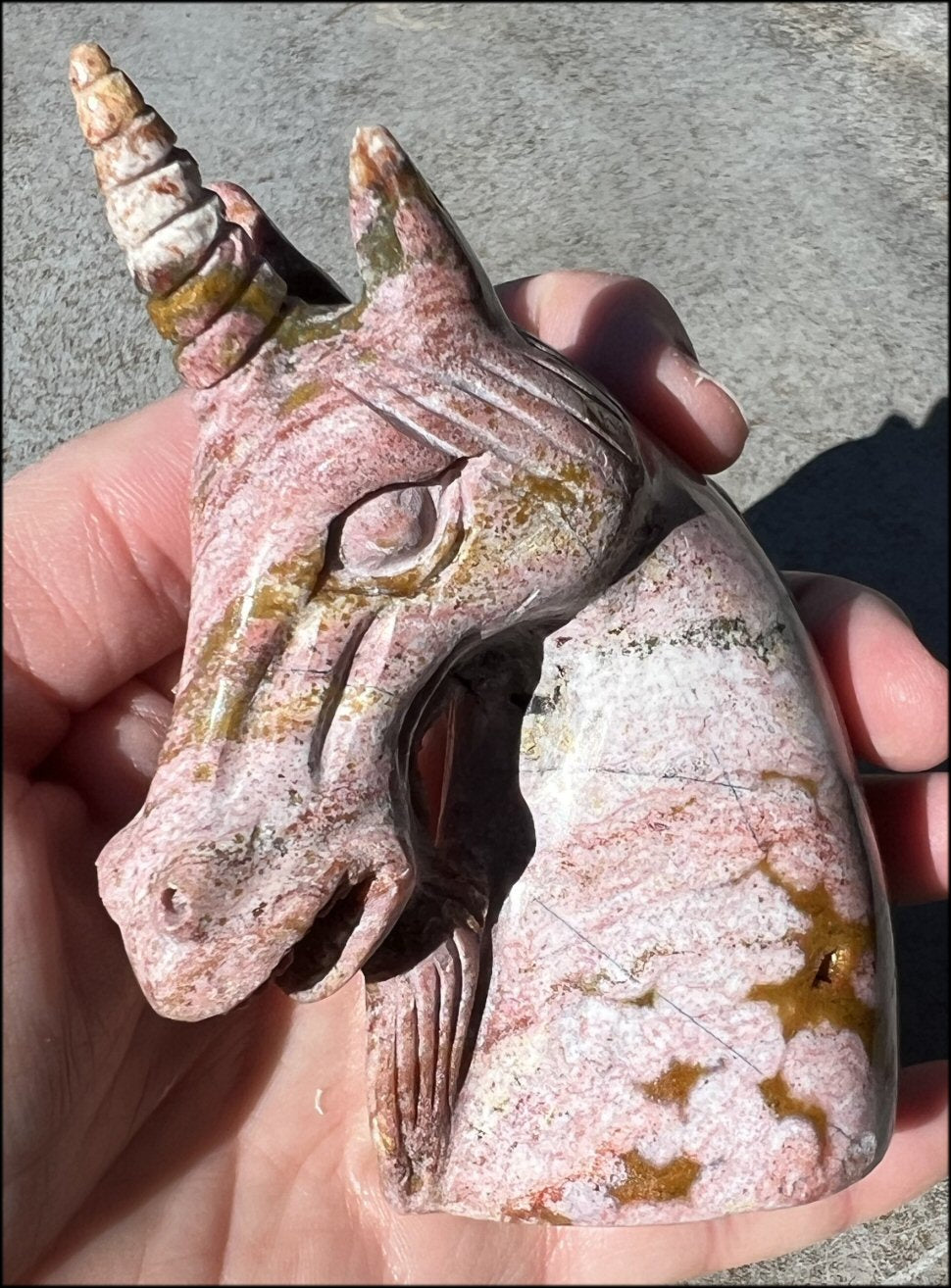 ~Old Stock~ OCEAN JASPER Unicorn Bust with Stunning Colors - Connect with the Fairy Folk and Devas