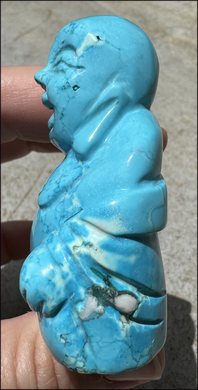 Sky Blue Turquoise HOWLITE Laughing Buddha - Calm Communication, Inner Peace