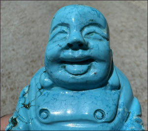 Sky Blue Turquoise HOWLITE Laughing Buddha - Calm Communication, Inner Peace