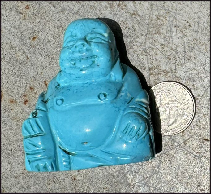 Sky Blue Turquoise HOWLITE Laughing Buddha - Calm Communication, Inner Peace