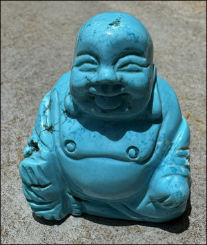 Sky Blue Turquoise HOWLITE Laughing Buddha - Calm Communication, Inner Peace