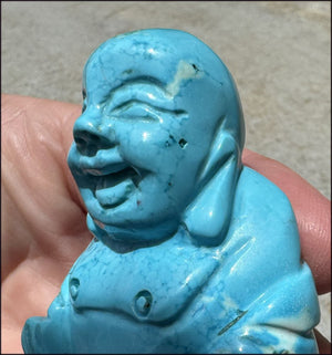 Sky Blue Turquoise HOWLITE Laughing Buddha - Calm Communication, Inner Peace