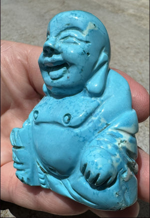 Sky Blue Turquoise HOWLITE Laughing Buddha - Calm Communication, Inner Peace