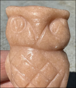 Pink Orange Calcite OWL Totem - Wisdom, Intuition - with Synergy 4+ years