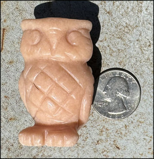 Pink Orange Calcite OWL Totem - Wisdom, Intuition - with Synergy 4+ years