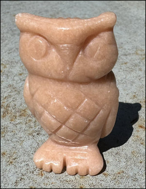 Pink Orange Calcite OWL Totem - Wisdom, Intuition - with Synergy 4+ years