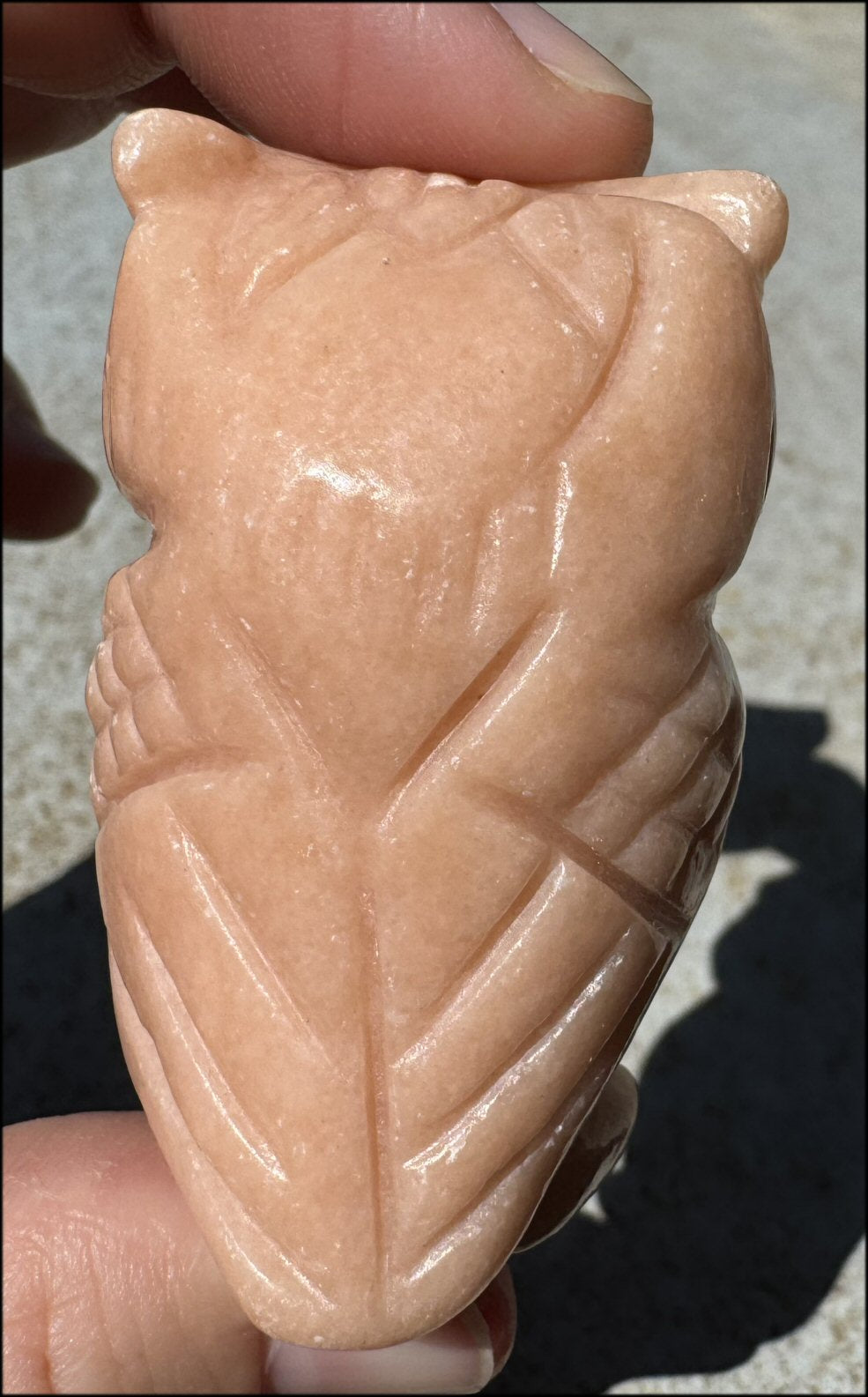 Pink Orange Calcite OWL Totem - Wisdom, Intuition - with Synergy 4+ years