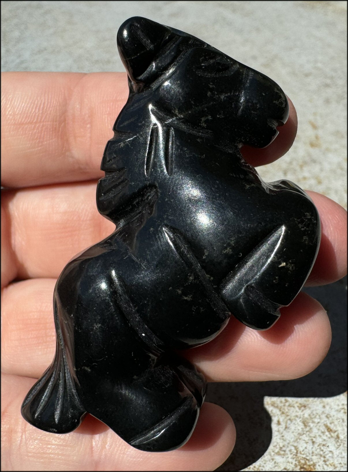 Black Marble HORSE Totem - Overcome Obstacles - with Synergy 7+ years