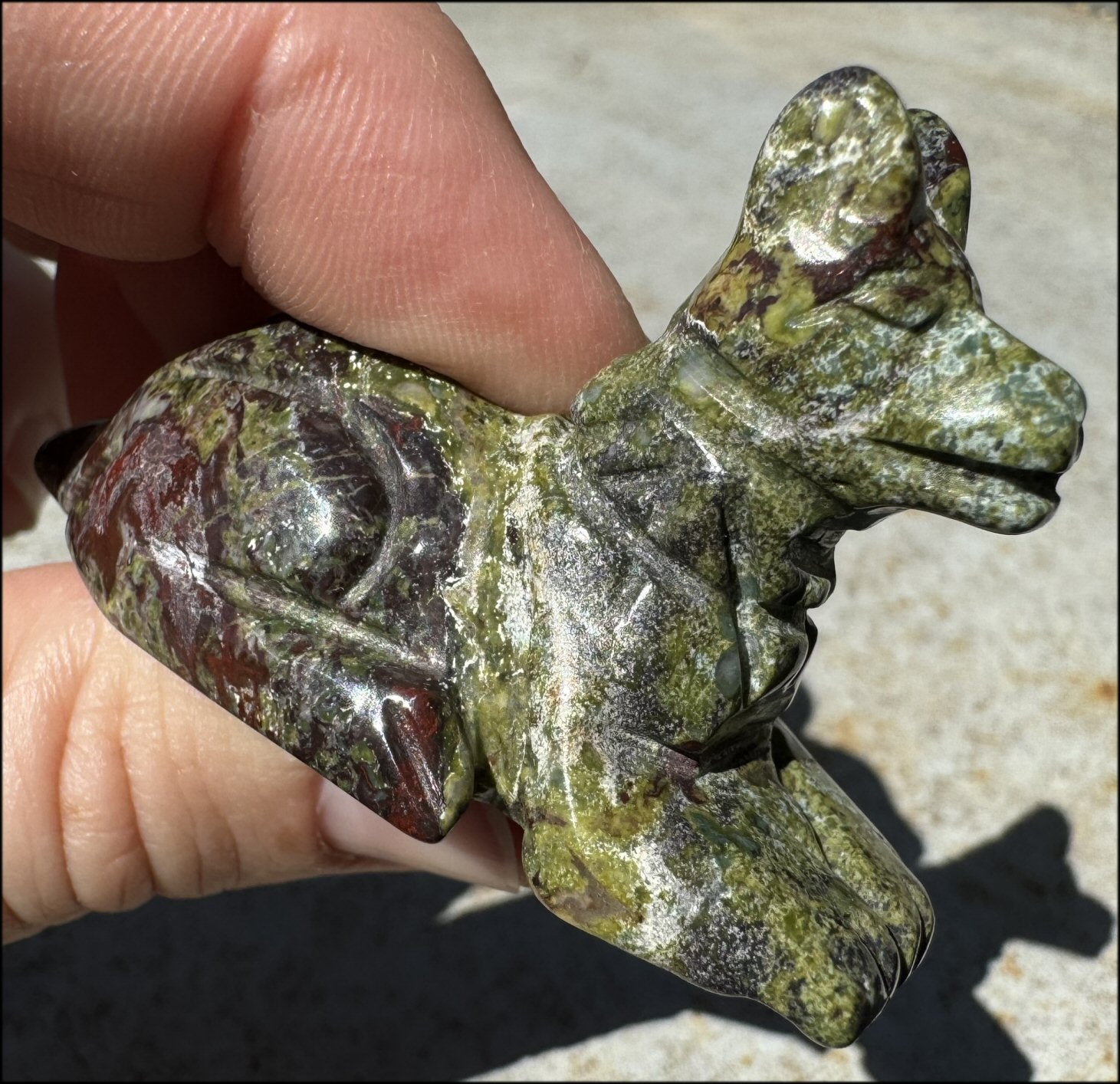 Dragon's Blood Jasper ANUBIS Dog Figure - Strength, Enhance Perception