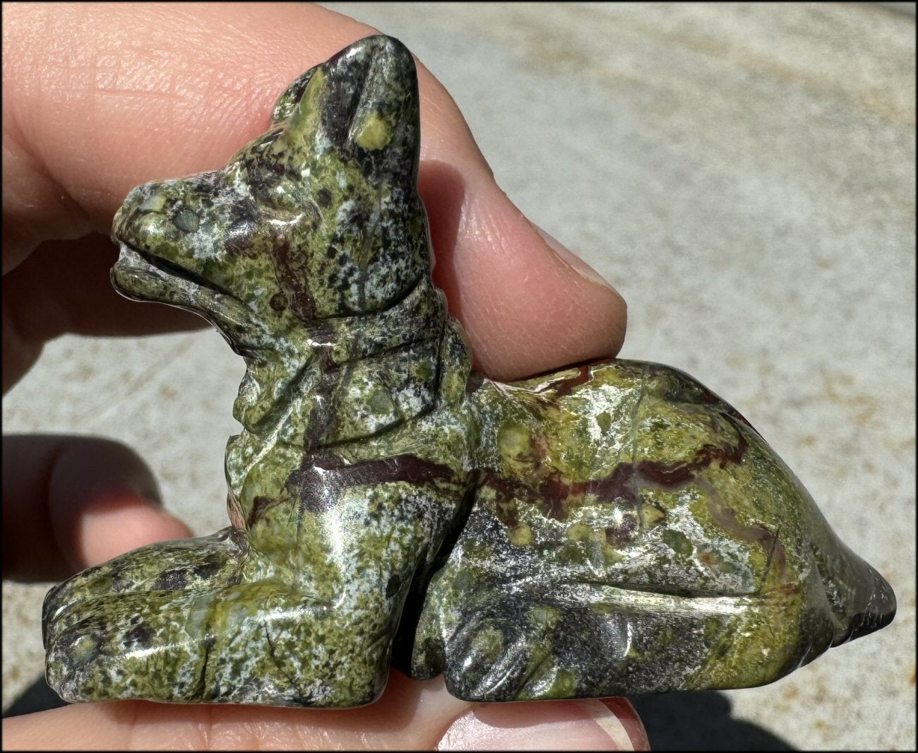 Dragon's Blood Jasper ANUBIS Dog Figure - Strength, Enhance Perception