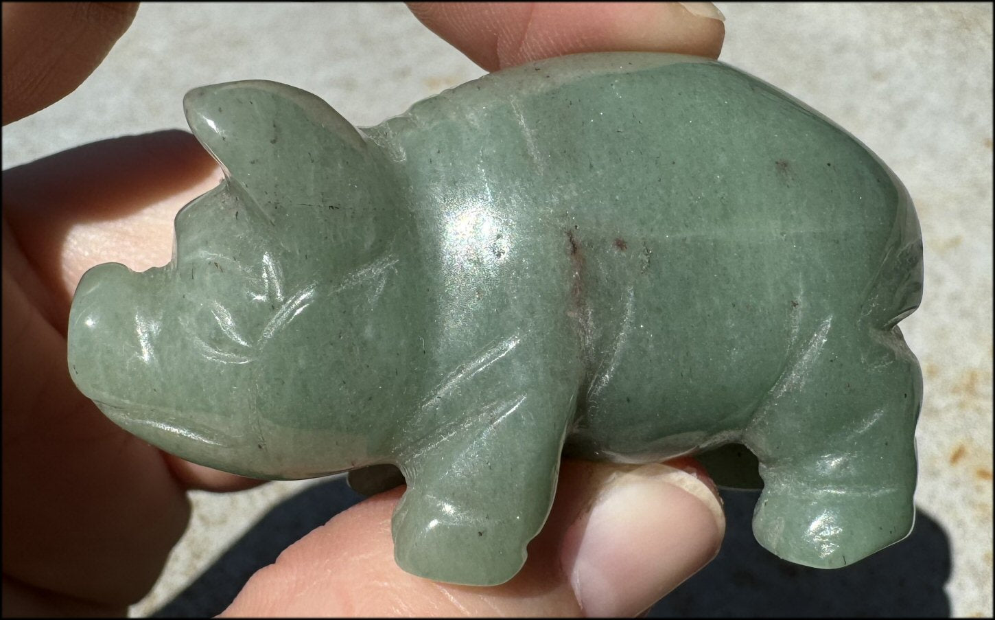 Green Aventurine PIG Totem - Get moving after being stuck!- with Synergy 8+ years