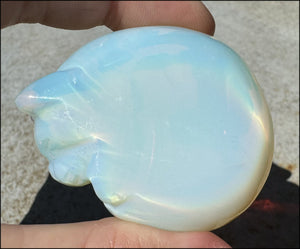 ~Super Cute~ Carved Opalite Sleeping Kitty Cat - with Synergy 8+ yrs