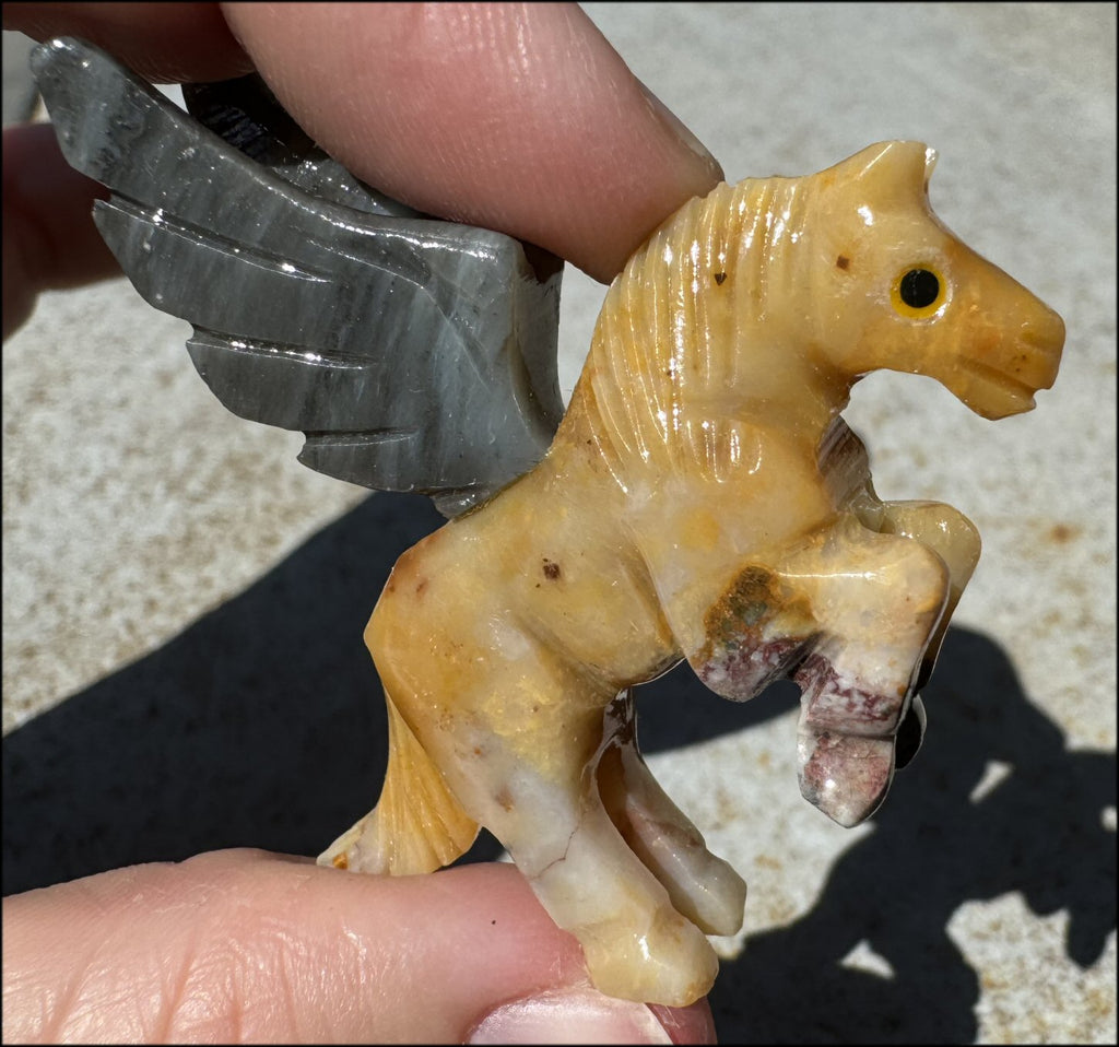 Carved Dolomite Pegasus Totem - Inspiration, Combat Anxiety