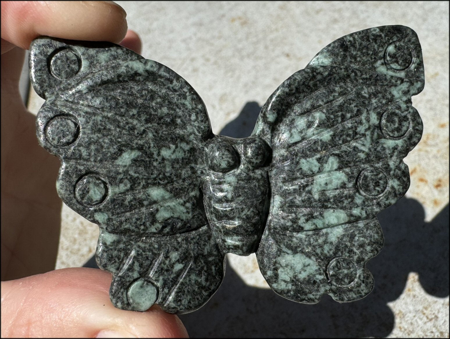 Green and Black Soapstone BUTTERFLY Totem - Joyful Change - with Synergy 7+ years