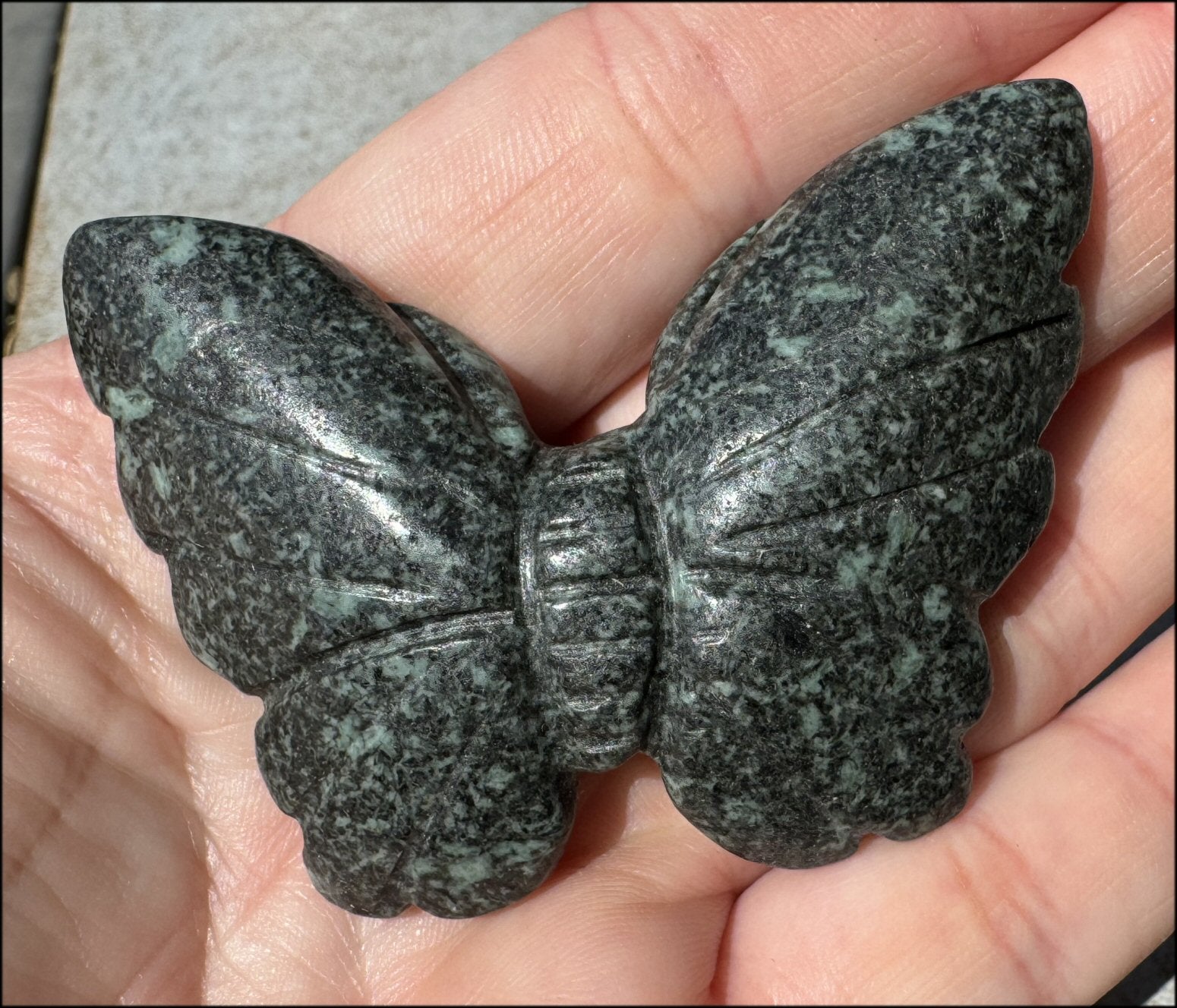 Green and Black Soapstone BUTTERFLY Totem - Joyful Change - with Synergy 7+ years