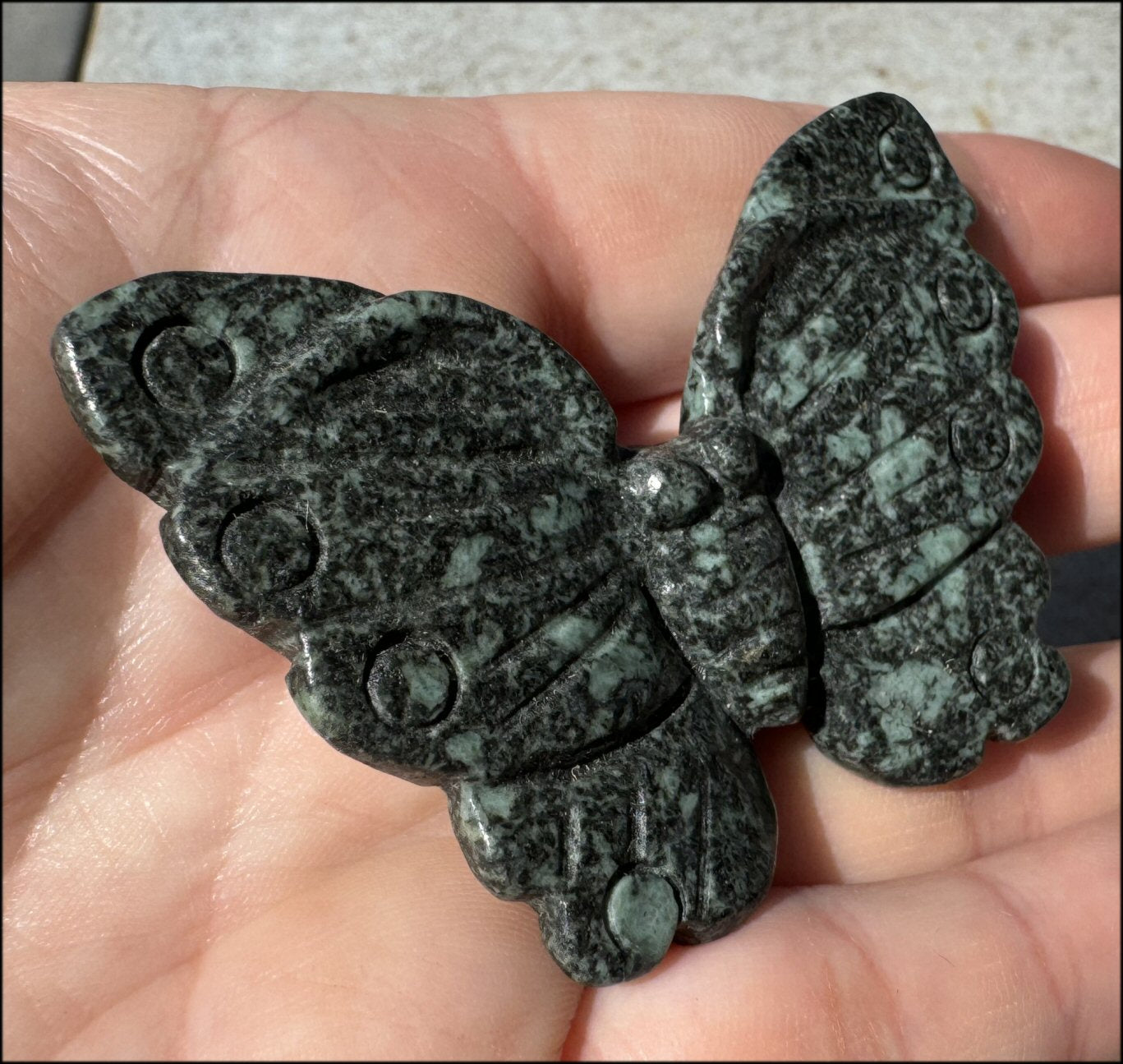 Green and Black Soapstone BUTTERFLY Totem - Joyful Change - with Synergy 7+ years