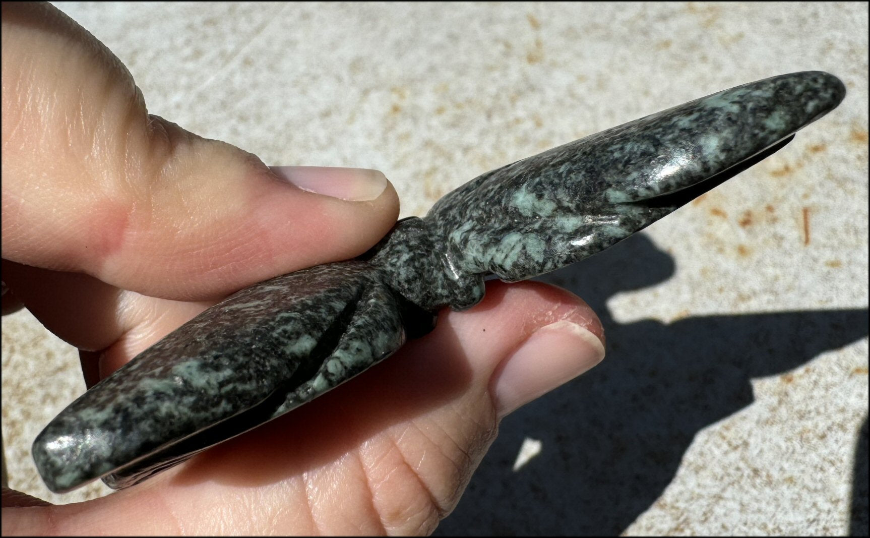 Green and Black Soapstone BUTTERFLY Totem - Joyful Change - with Synergy 7+ years