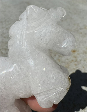 Carved Snowy Quartz UNICORN Totem - Remember the magic!