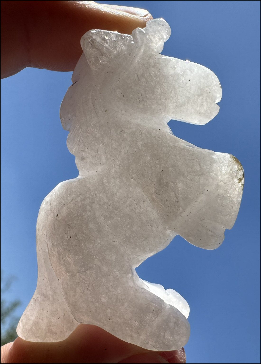 Carved Snowy Quartz UNICORN Totem - Remember the magic!