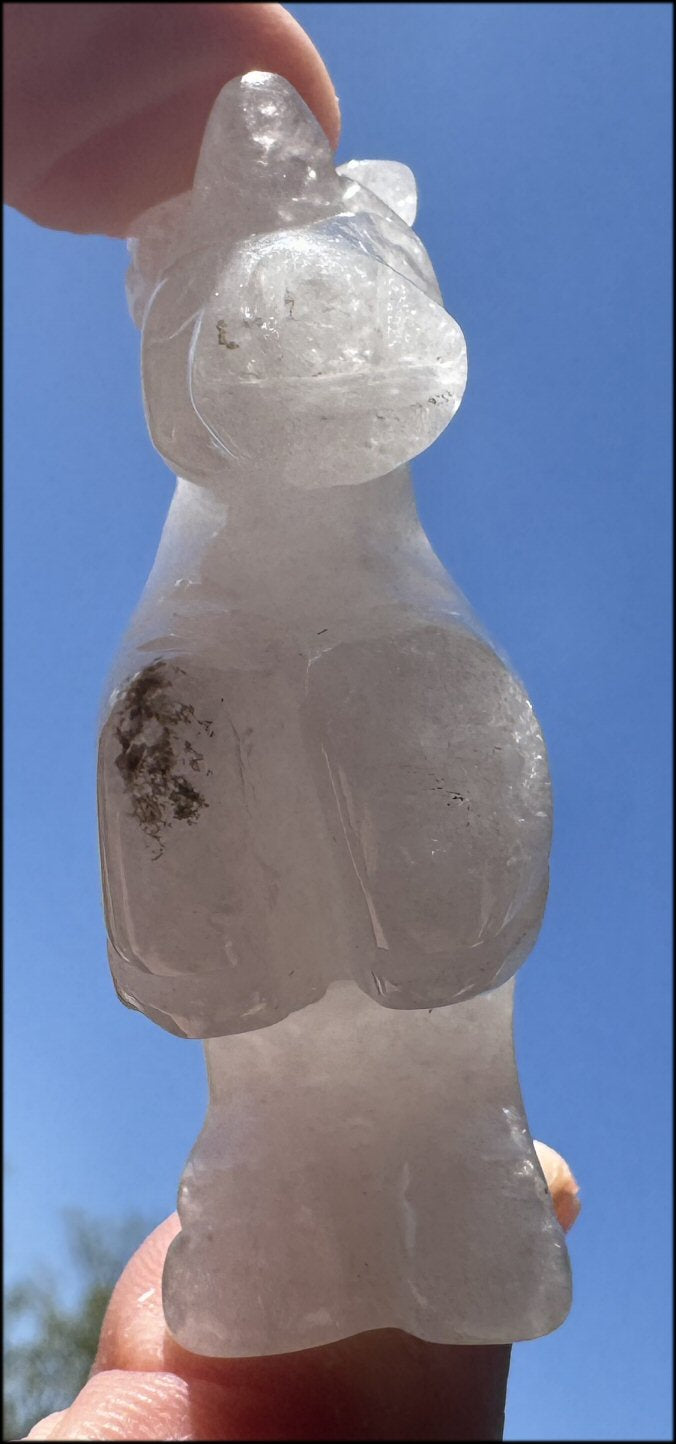 Carved Snowy Quartz UNICORN Totem - Remember the magic!