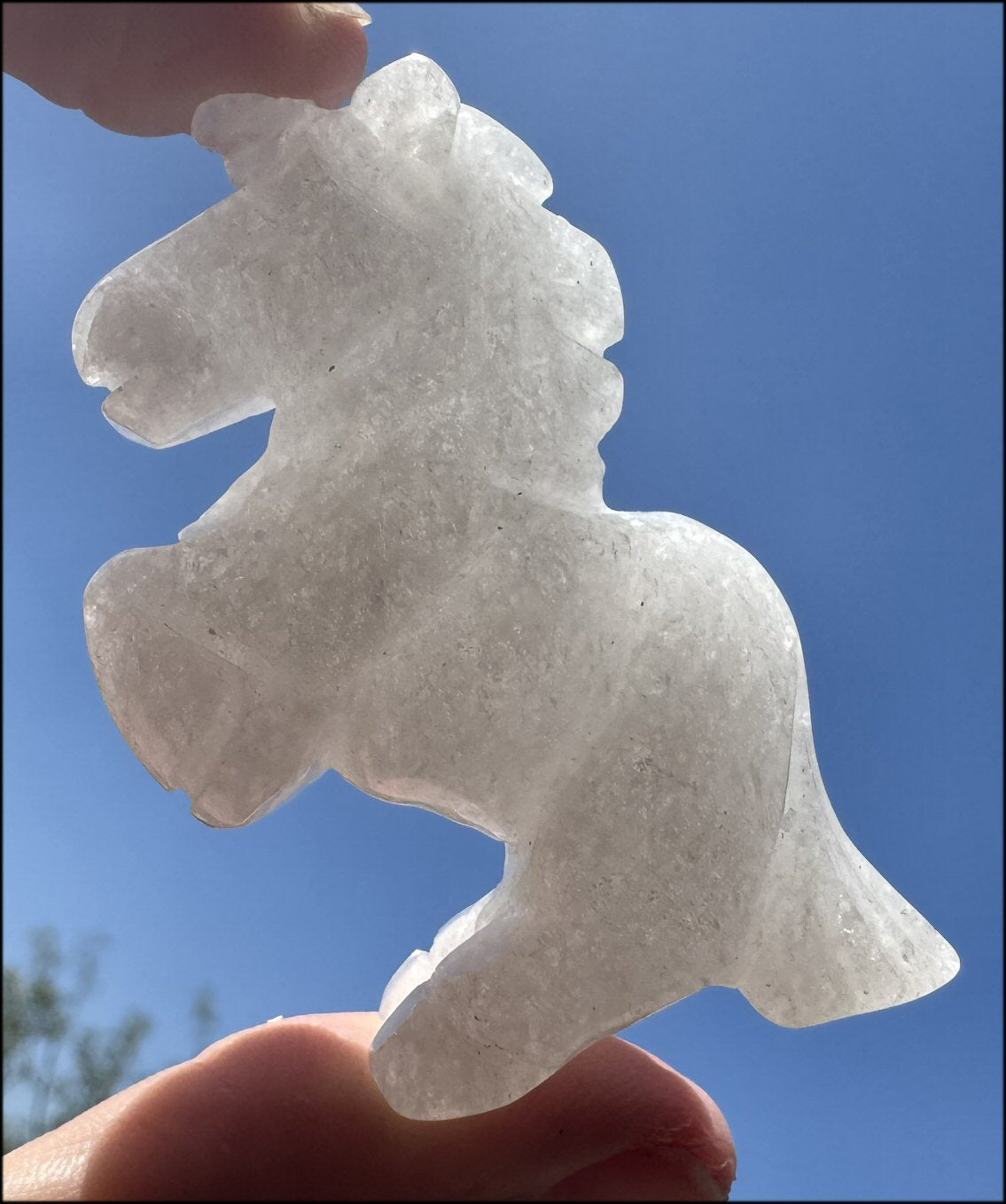 Carved Snowy Quartz UNICORN Totem - Remember the magic!