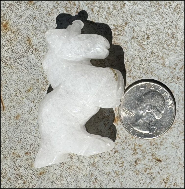 Carved Snowy Quartz UNICORN Totem - Remember the magic!