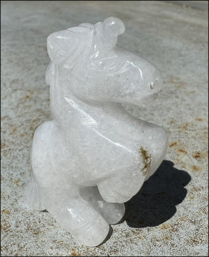 Carved Snowy Quartz UNICORN Totem - Remember the magic!