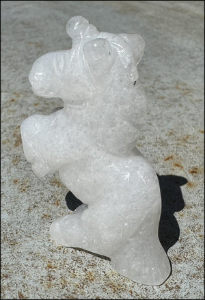 Carved Snowy Quartz UNICORN Totem - Remember the magic!