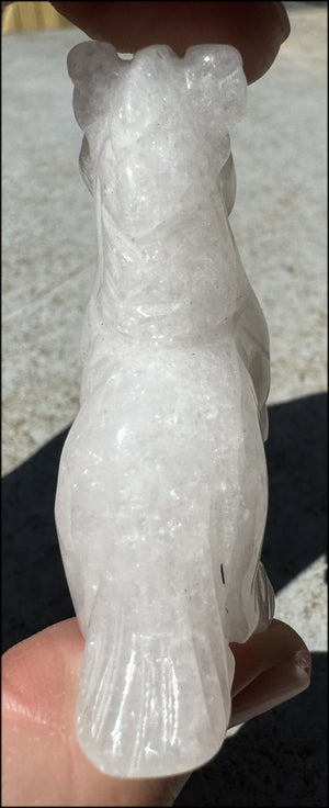 Carved Snowy Quartz UNICORN Totem - Remember the magic!