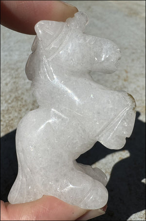 Carved Snowy Quartz UNICORN Totem - Remember the magic!