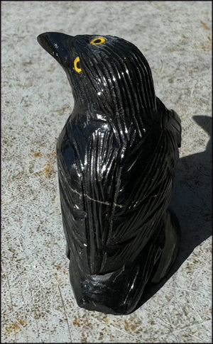 Small Onyx THREE EYED RAVEN Carving with Yellow Eyes