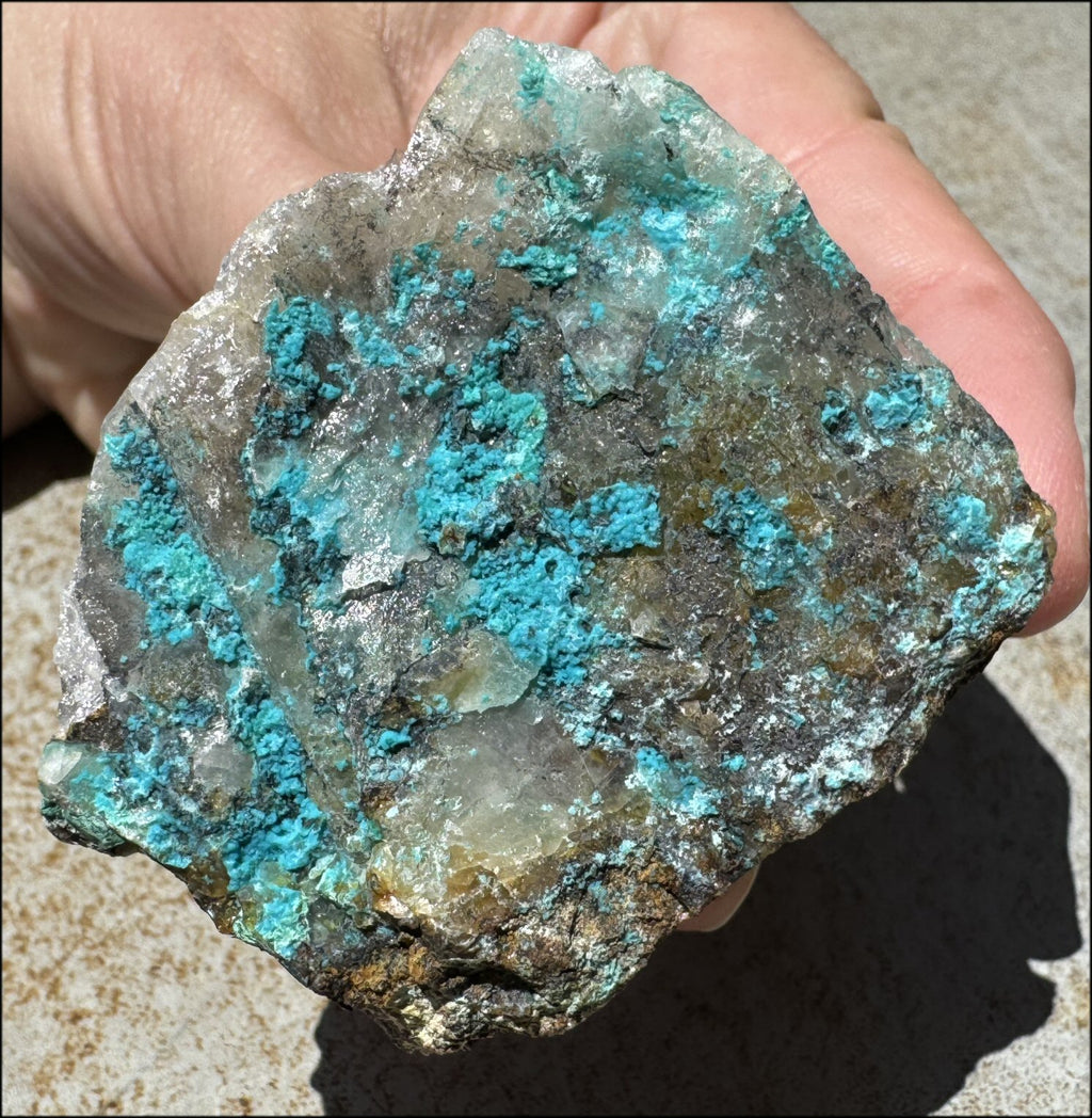 Chrysocolla in Quartz Crystal Specimen - Ease Anxiety, Great for meditation!
