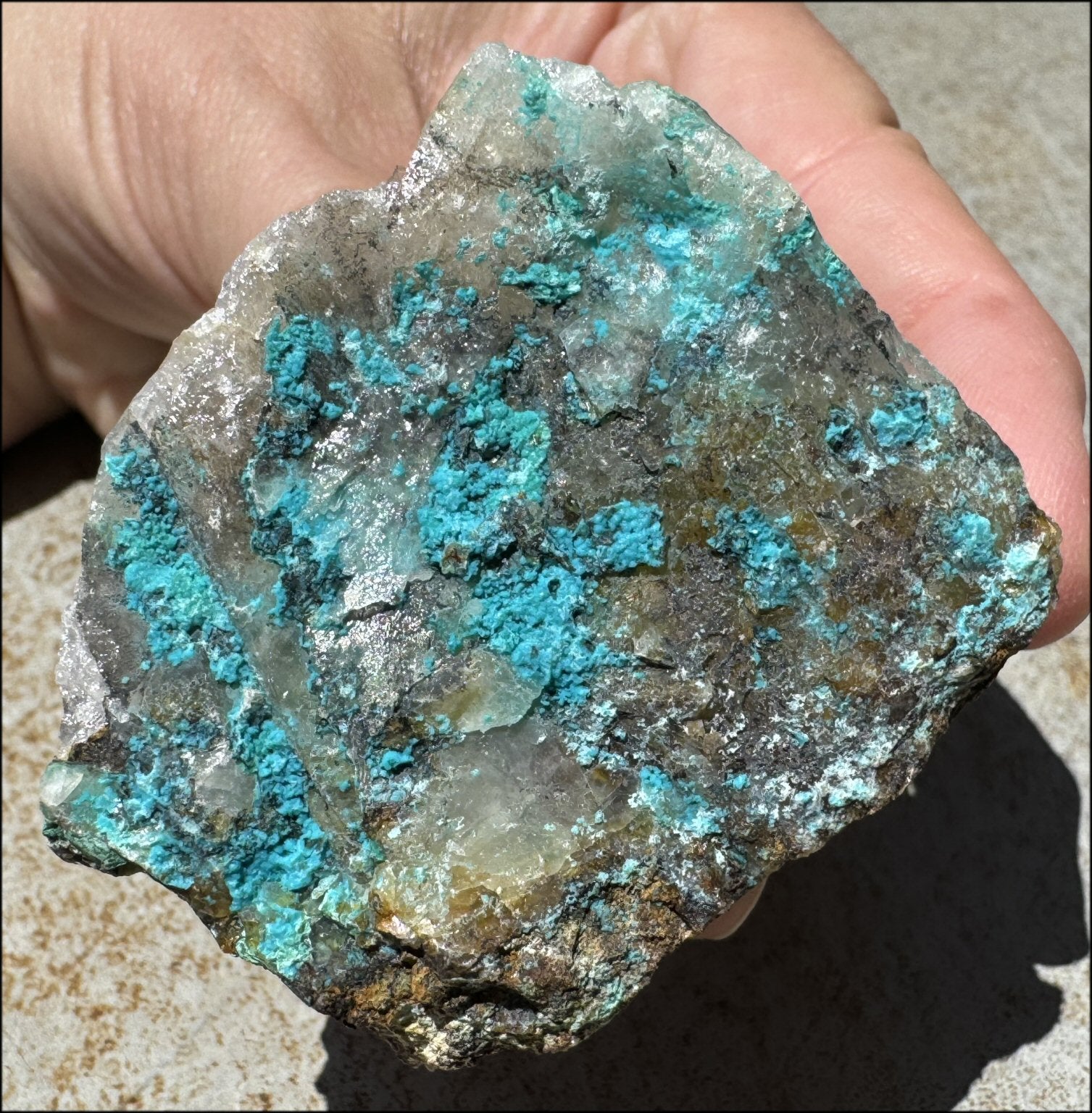 Chrysocolla in Quartz Crystal Specimen - Ease Anxiety, Great for meditation!