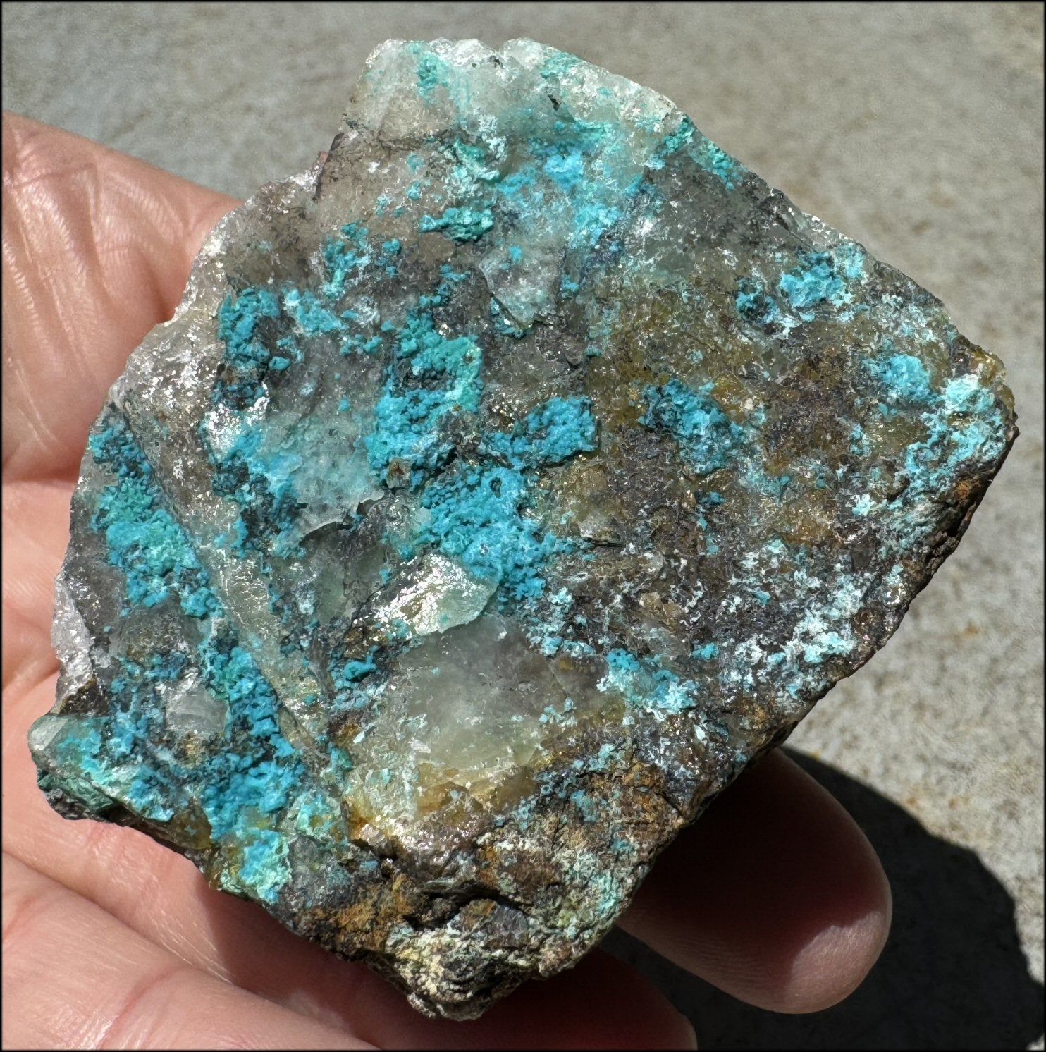 Chrysocolla in Quartz Crystal Specimen - Ease Anxiety, Great for meditation!