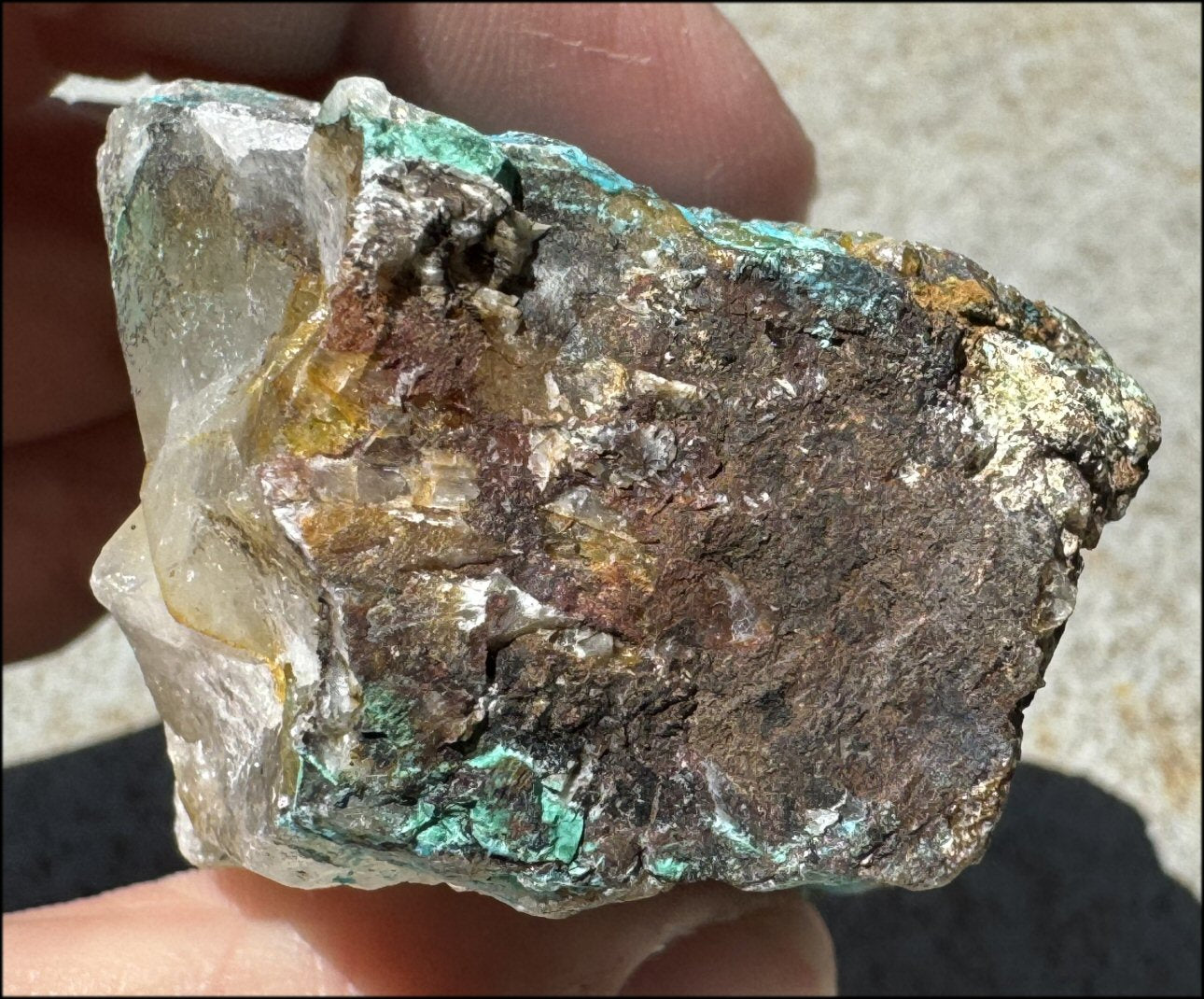 Chrysocolla in Quartz Crystal Specimen - Ease Anxiety, Great for meditation!