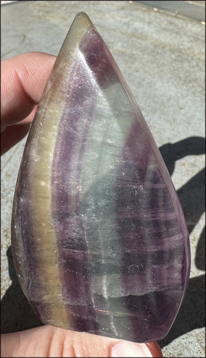 Banded FLUORITE Flame of Life Standing Stone - Excellent for meditation