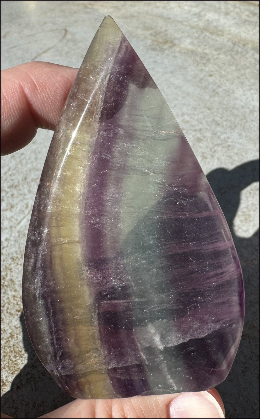 Banded FLUORITE Flame of Life Standing Stone - Excellent for meditation