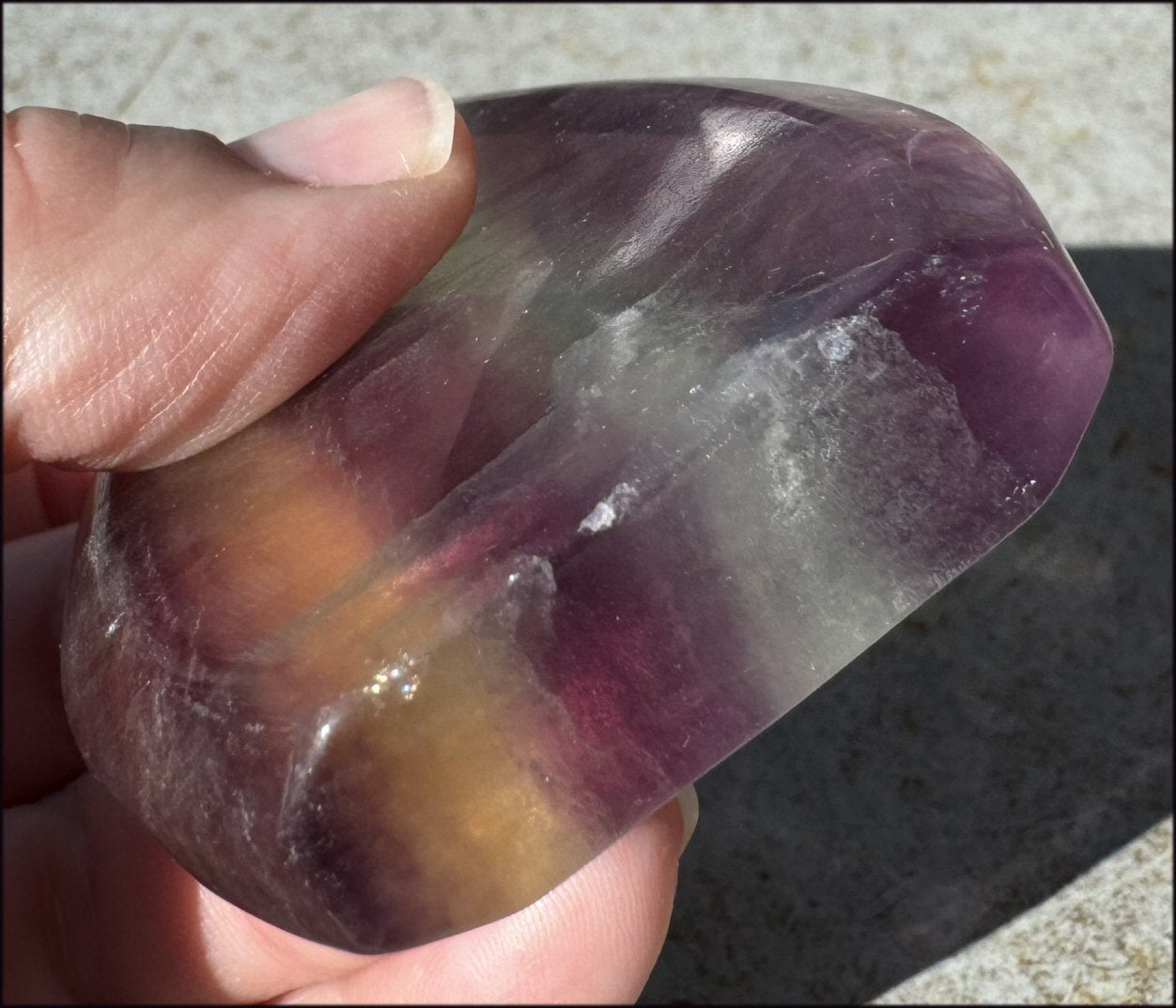 Banded FLUORITE Flame of Life Standing Stone - Excellent for meditation