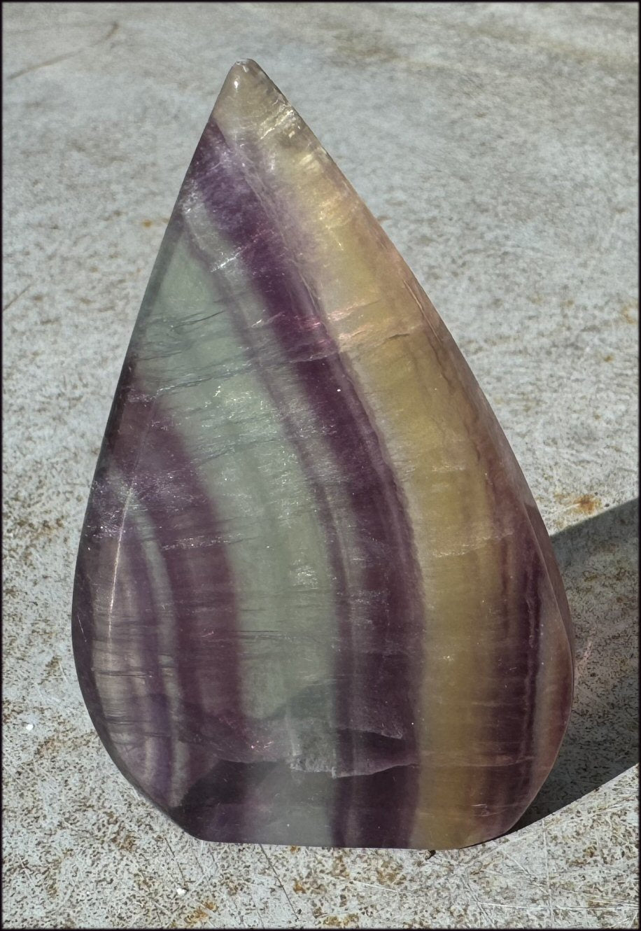 Banded FLUORITE Flame of Life Standing Stone - Excellent for meditation