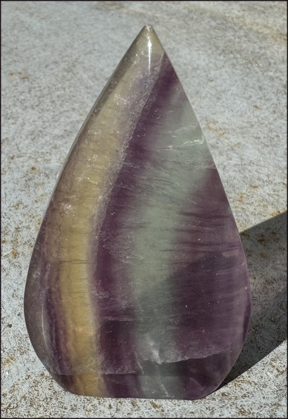 Banded FLUORITE Flame of Life Standing Stone - Excellent for meditation